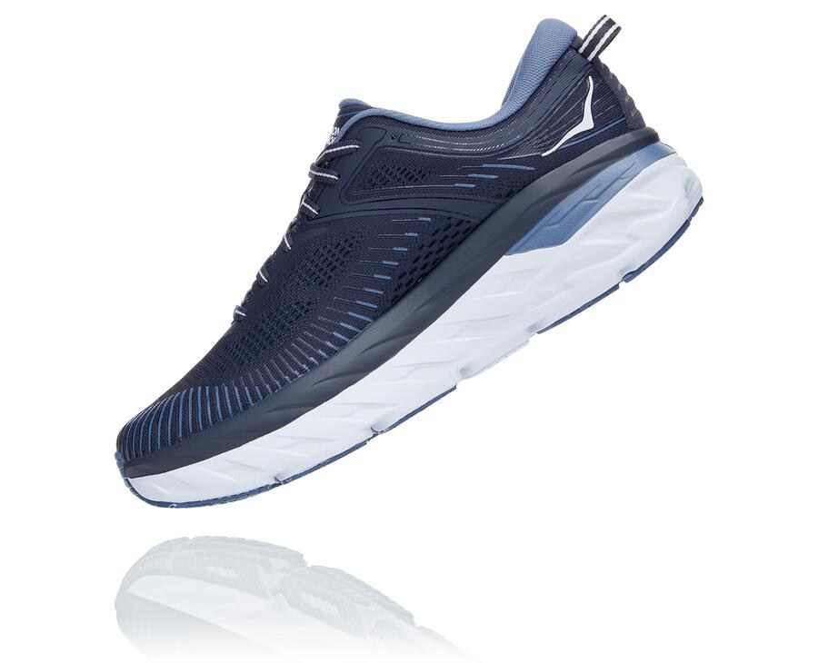 Hoka One One Mens Running Shoes - Bondi 7 - Navy - VQSP82340